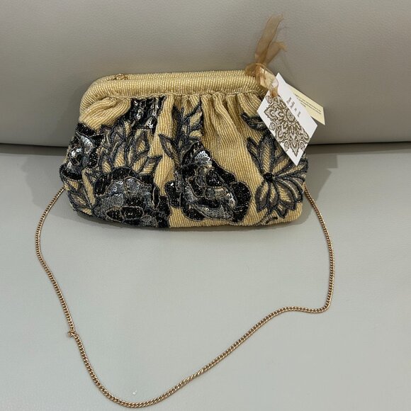 India Beaded Sequin Crossbody Clutch Bag Gold Black Silver NWT Viral Tik Tok - Picture 3 of 5